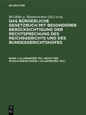 cover image of Allgemeiner Teil. Recht der Schuldverhältnisse I (Allgemeiner Teil)